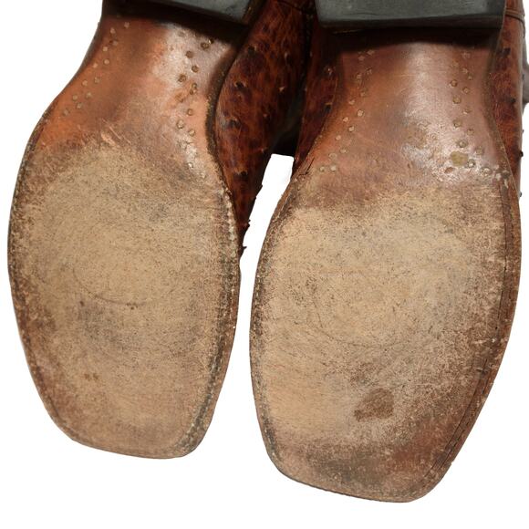 El Dorado Handmade Full Quill Ostrich Broad Square Toe Stockman Cowboy Boots 12 main image 8
